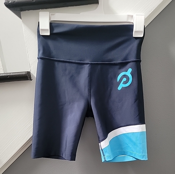 Peleton Push Your Boundaries High Rise Blue Waist Pocket Bike Shorts Size Small - Picture 2 of 5